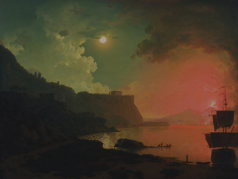 Volcanic Eruption at Night — Red, Dramatic, Painting