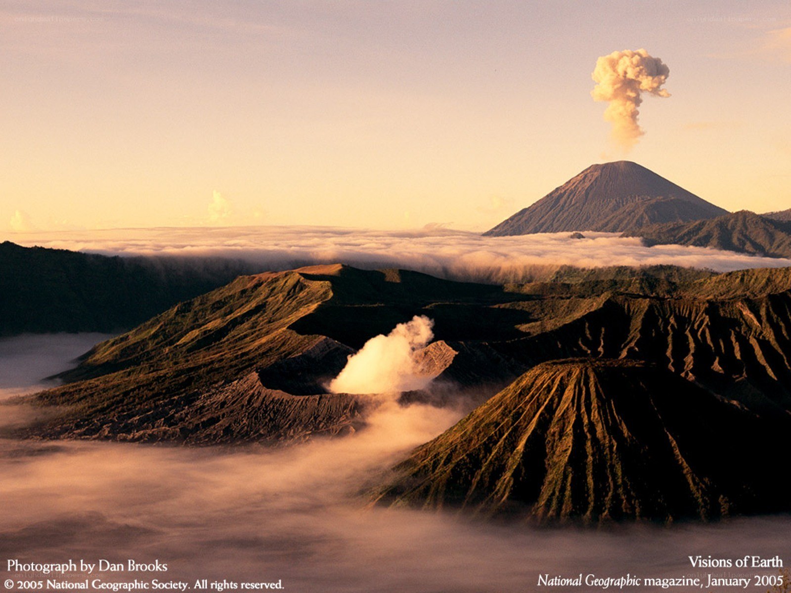 Volcanic eruption at sunrise