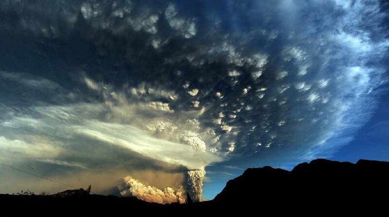 Volcanic Eruption — Blue, Dramatic, Night