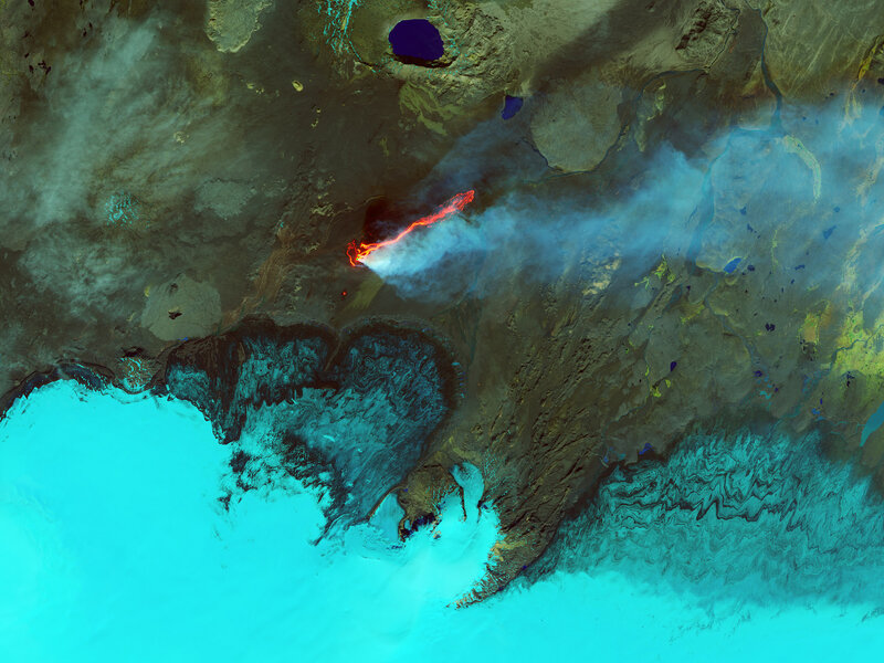 Volcanic Eruption — Blue, Dramatic, Photograph, Lava Flow