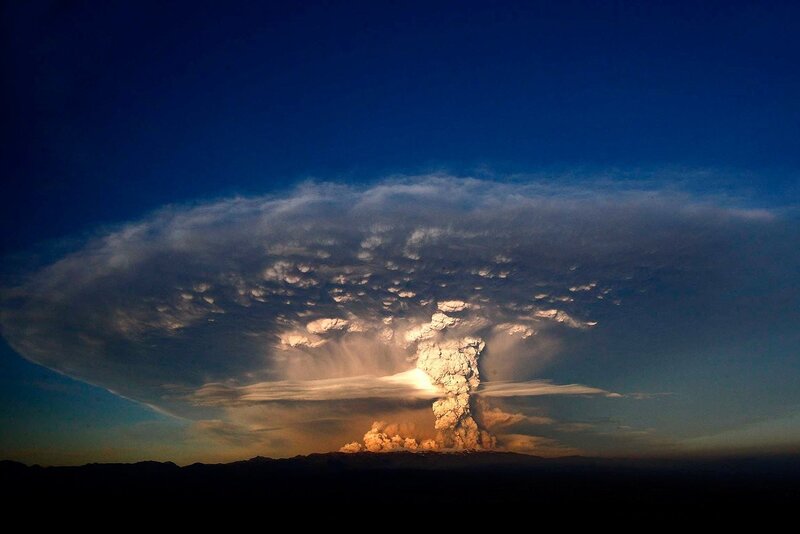 Volcanic Eruption — Blue, Dramatic, Sunset, Photograph, Clouds