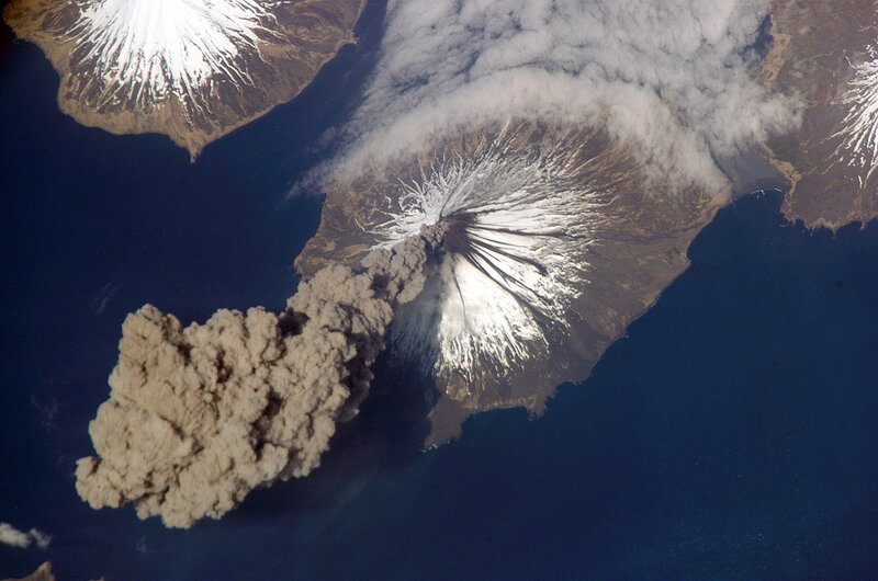 Volcanic Eruption — Brown, Dramatic, Photograph, Volcano, Ash Cloud, Ocean