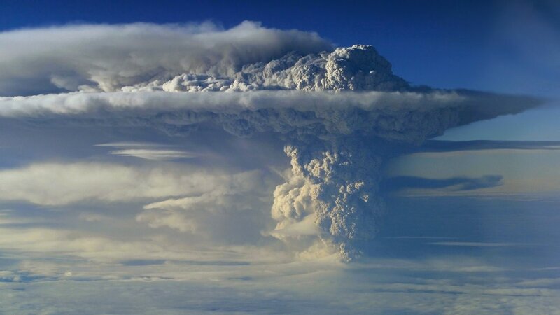 Volcanic Eruption Cloud — Blue, Dramatic, Photograph, Clouds, Sky, White