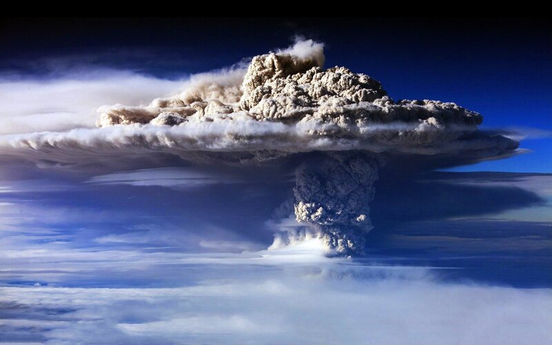 Volcanic Eruption Cloud — Blue, Dramatic, Photograph