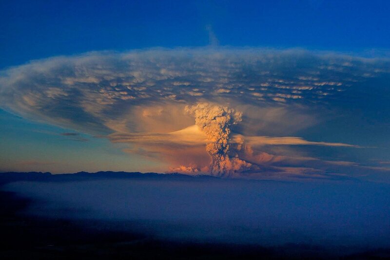 Volcanic Eruption Cloud — Blue, Dramatic, Sunset