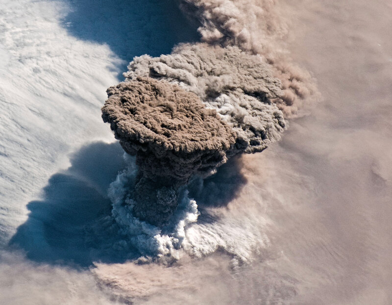 Volcanic Eruption Cloud — Gray, Dramatic, Photograph, Ash