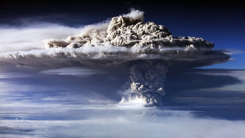 Volcanic Eruption Cloud — Gray, Dramatic, Photograph