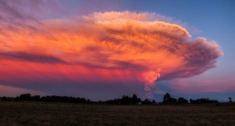 Volcanic Eruption Cloud — Orange, Dramatic, Sunset