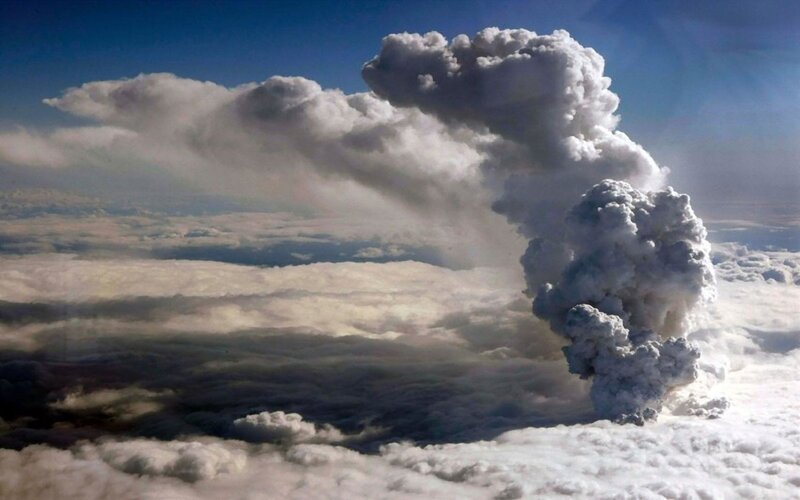 Volcanic Eruption Cloud — White, Dramatic, Afternoon