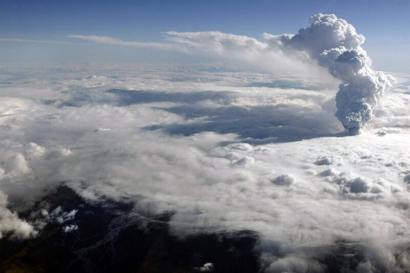 Volcanic eruption from above
