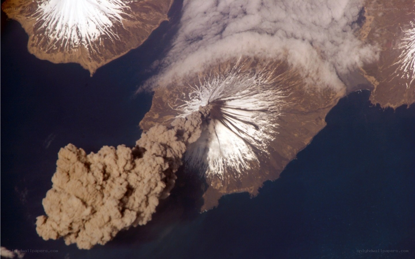 Volcanic eruption from space