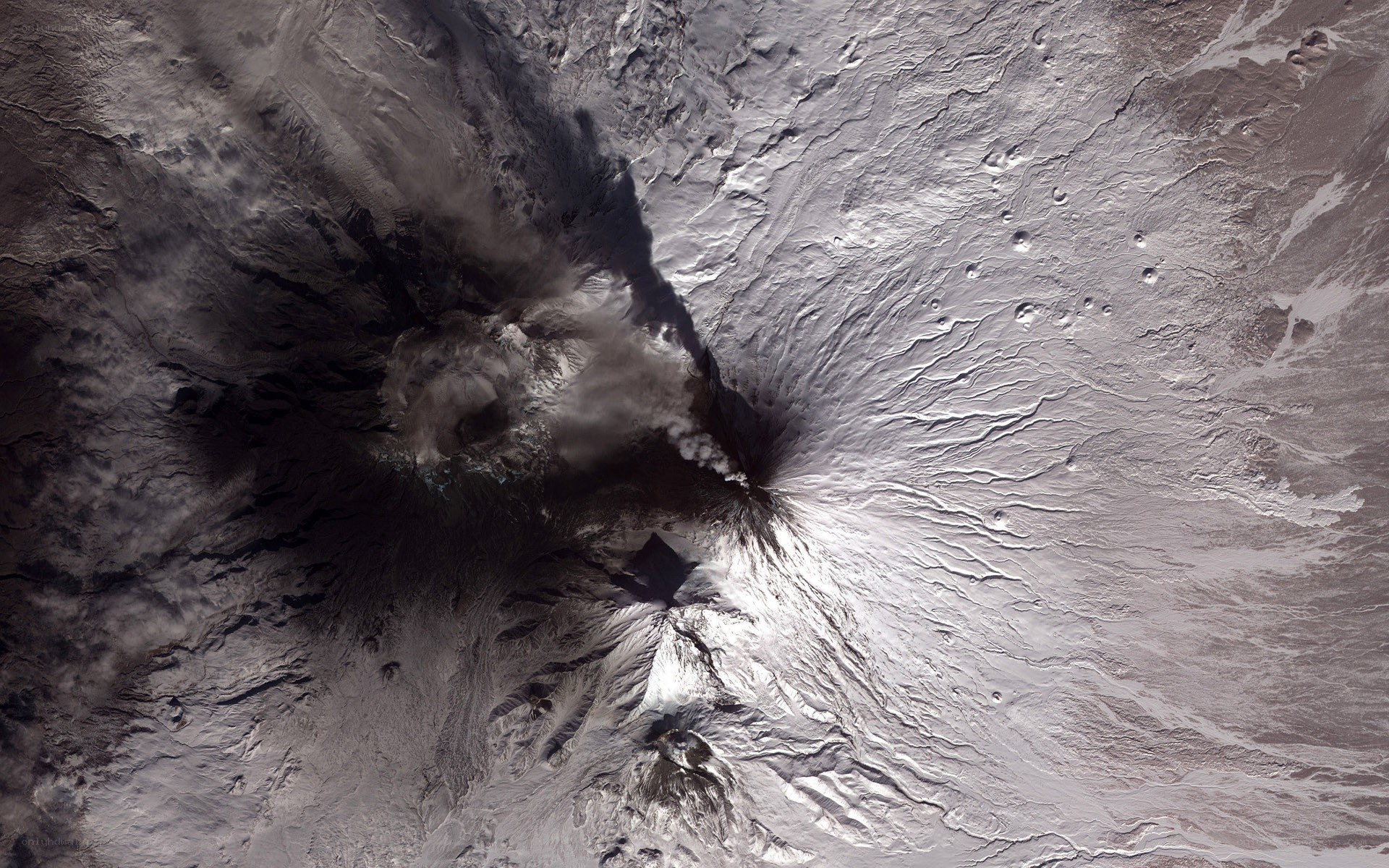 Volcanic eruption from space