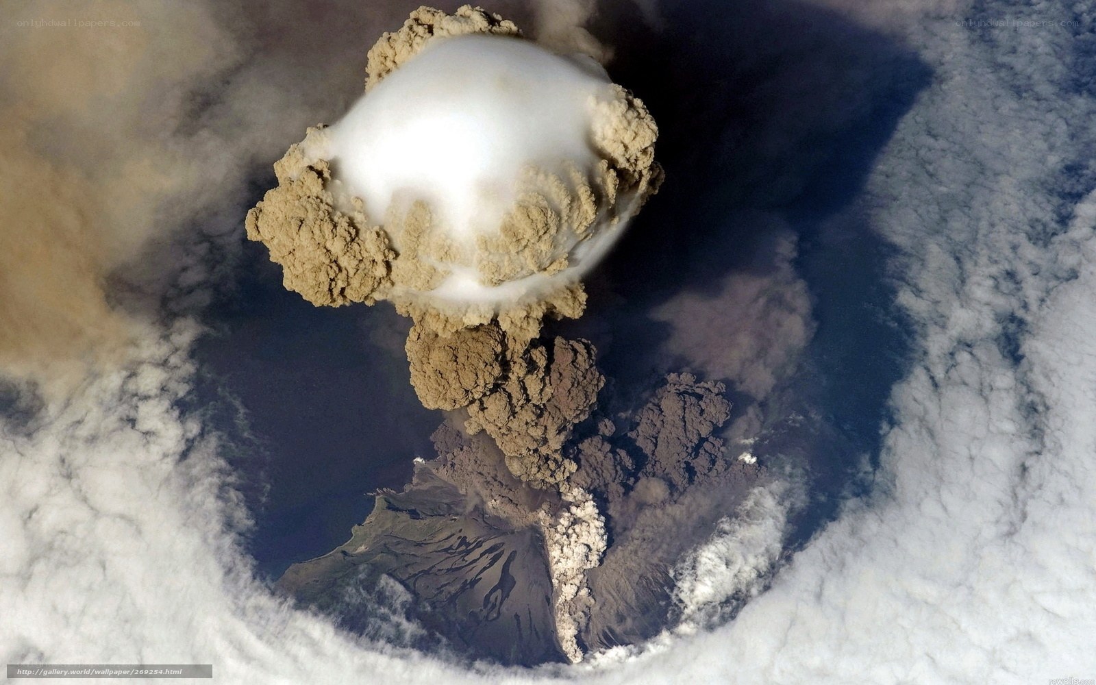 Volcanic eruption from space