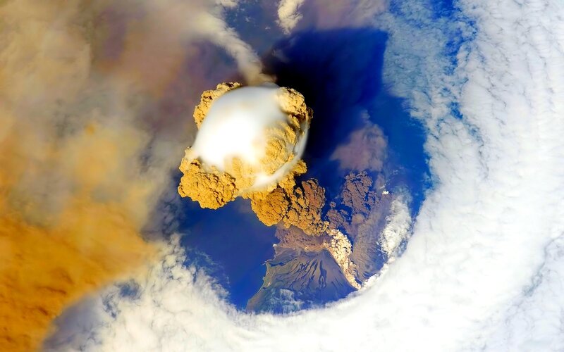 Volcanic Eruption from Space — Blue