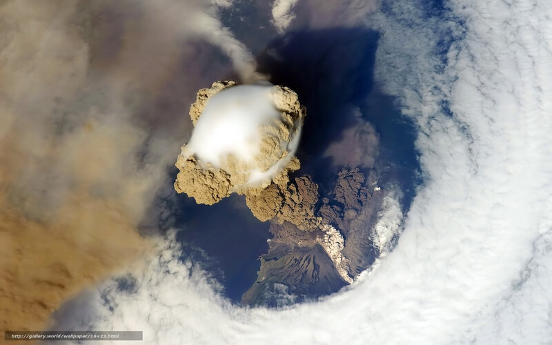 Volcanic eruption from space