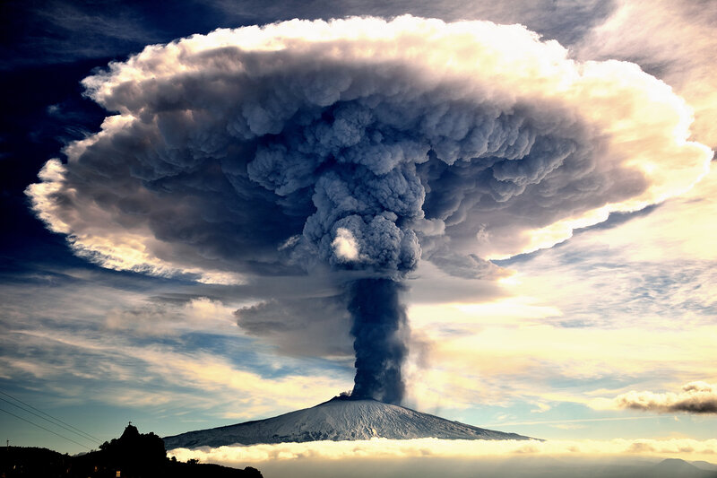 Volcanic Eruption — Gray, Dramatic, Afternoon, Photograph, Mountain, Clouds, Sky