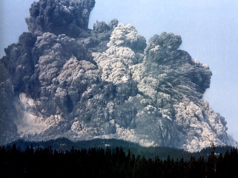Volcanic Eruption — Gray, Dramatic, Photograph, Forest