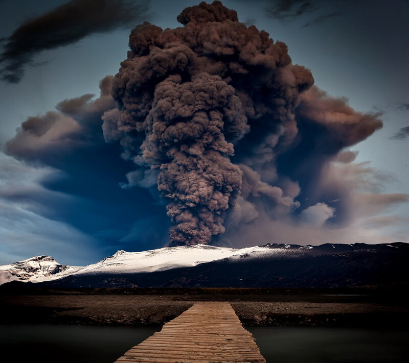 Volcanic Eruption — Gray, Dramatic, Sunset