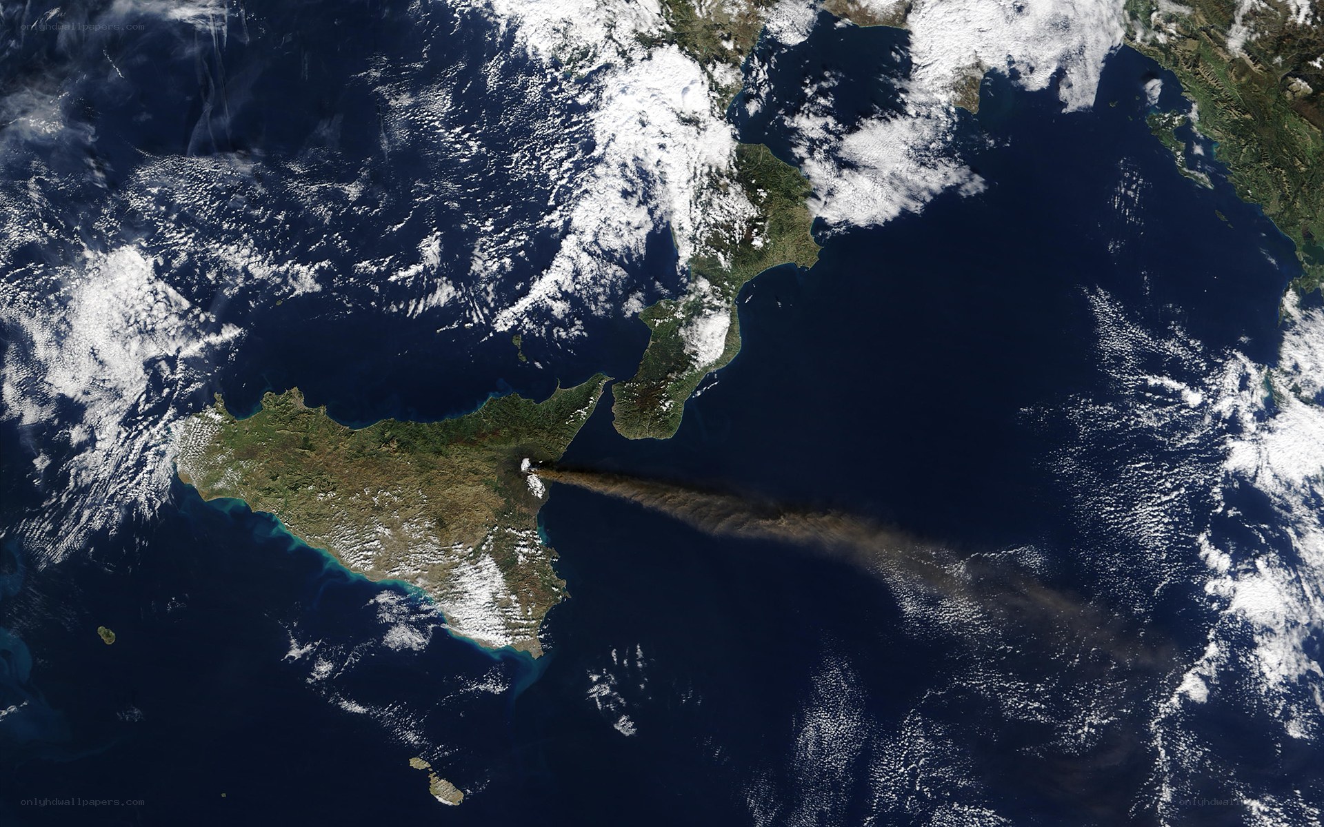 Volcanic eruption in Sicily