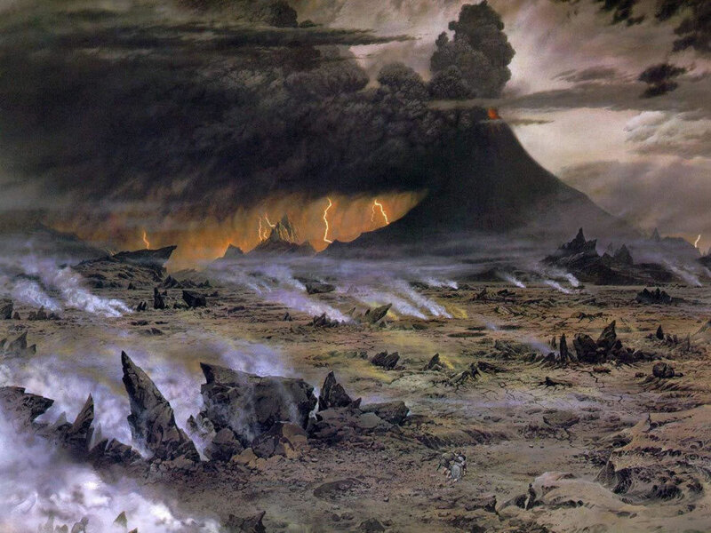 Volcanic eruption landscape