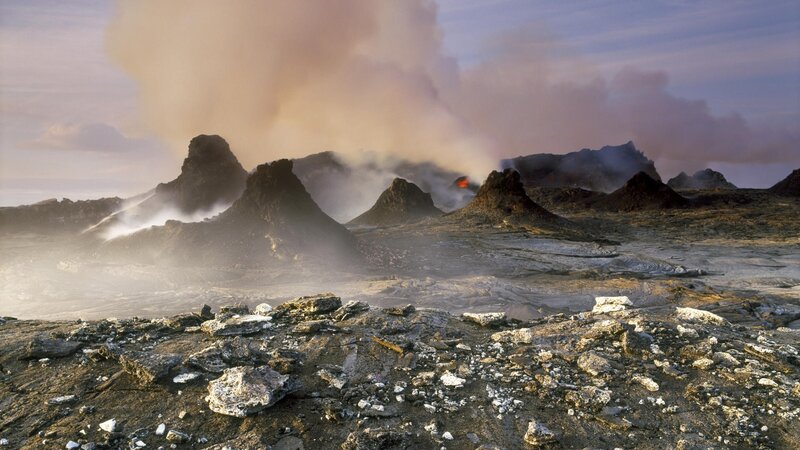 Volcanic eruption landscape