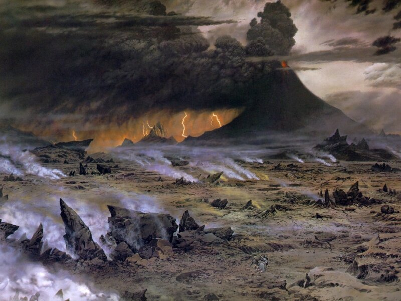 Volcanic Eruption Landscape — Black