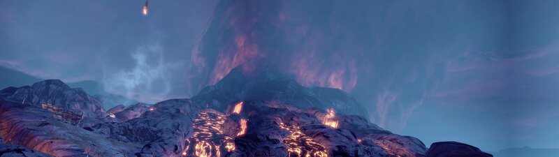 Volcanic Eruption Landscape — Blue