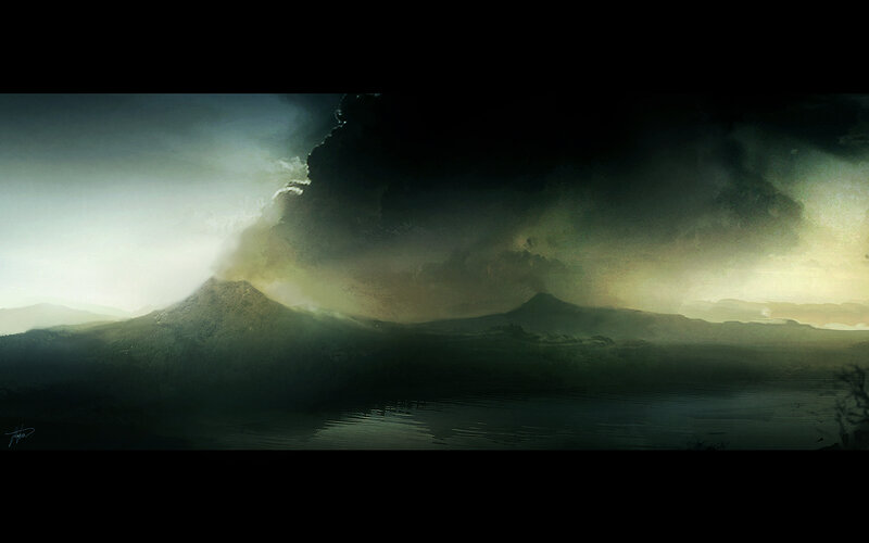 Volcanic Eruption Landscape — Green