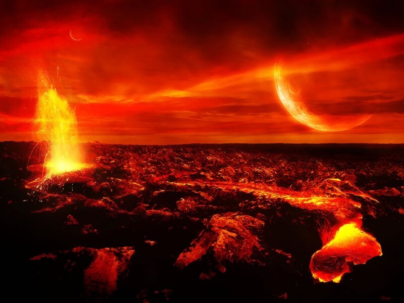 Volcanic Eruption Landscape — Red