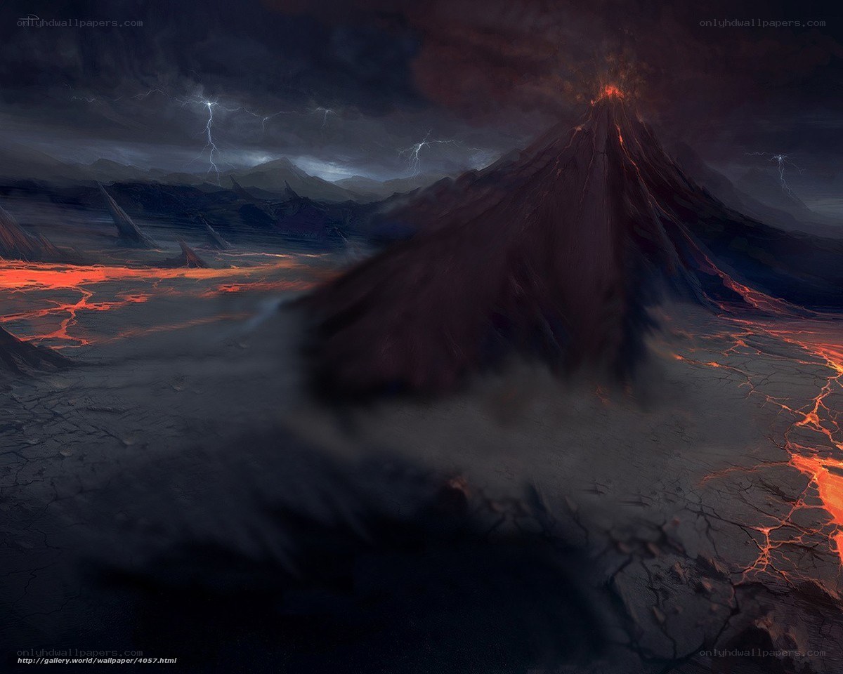 Volcanic eruption landscape