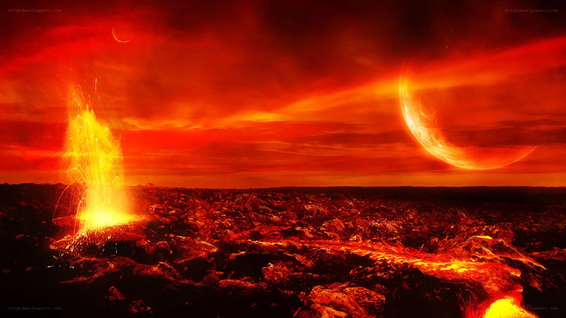 Volcanic eruption on alien planet