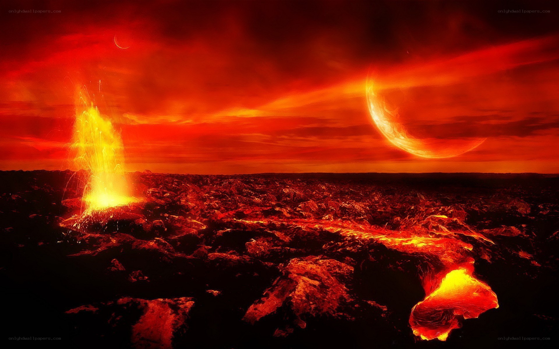 Volcanic eruption on alien planet