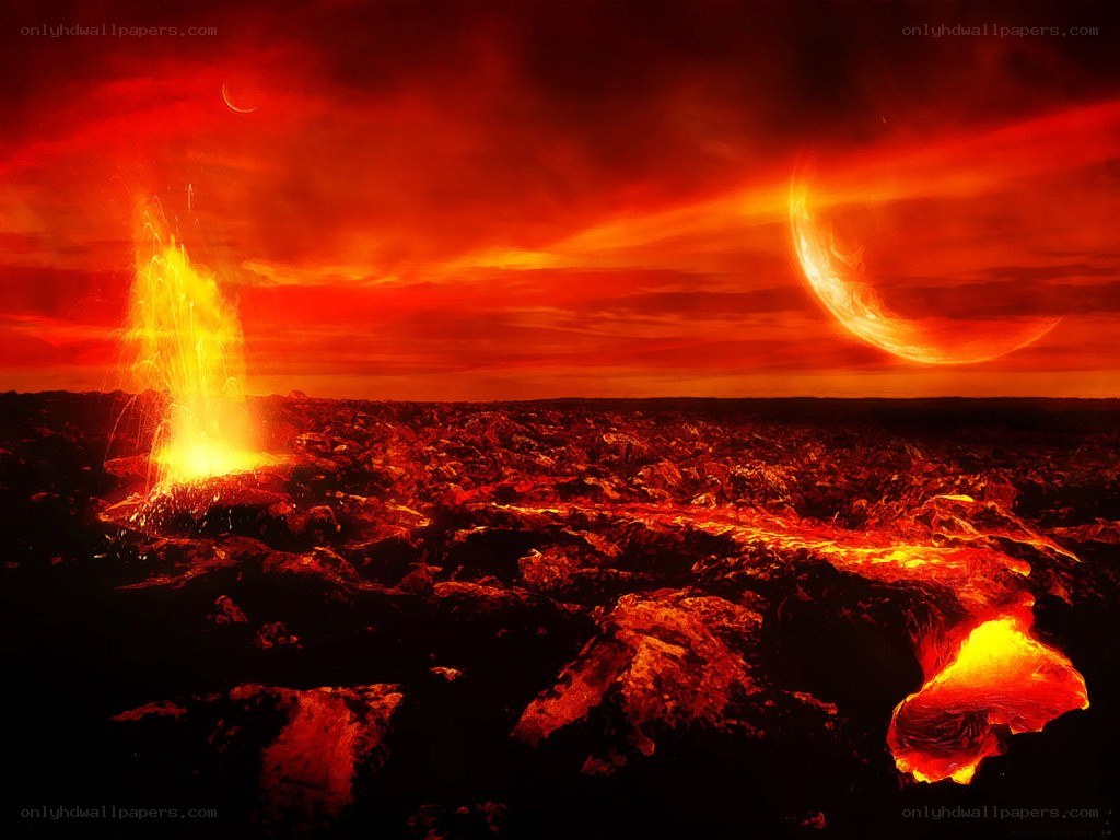 Volcanic eruption on alien planet