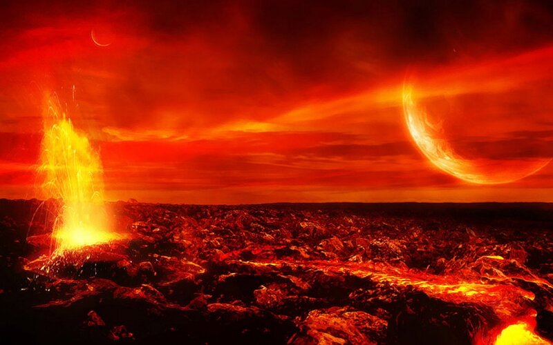 Volcanic Eruption on Alien Planet — Red, Dramatic