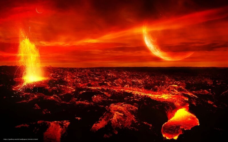 Volcanic eruption on alien planet