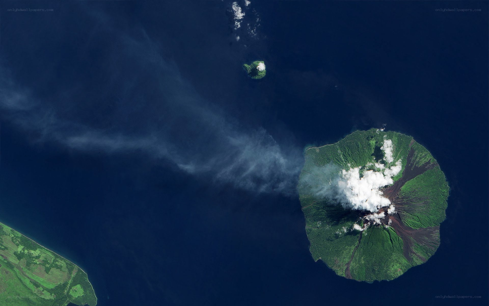 Volcanic eruption on island