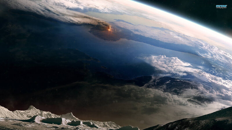 Volcanic Eruption on Planet — Blue