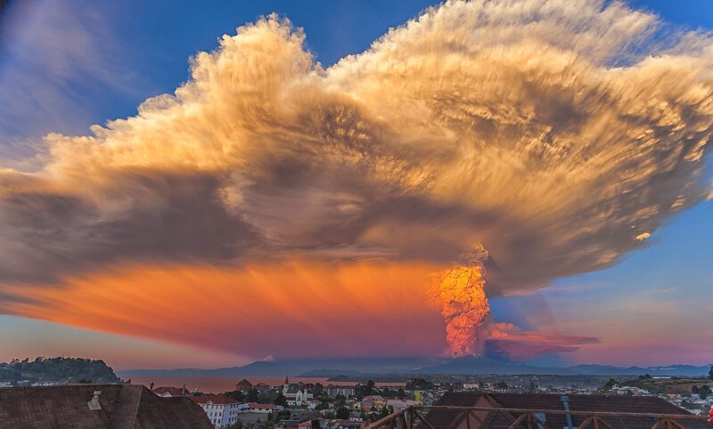 Volcanic Eruption — Orange, Dramatic, Sunset, Photograph, City