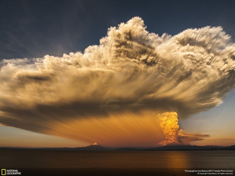 Volcanic Eruption — Orange, Dramatic, Sunset, Photograph, Cloud