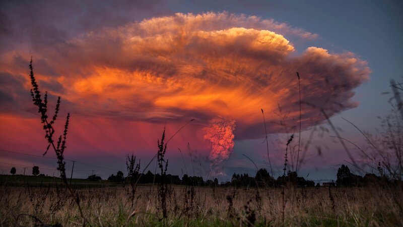 Volcanic Eruption — Orange, Dramatic, Sunset, Photograph, Clouds