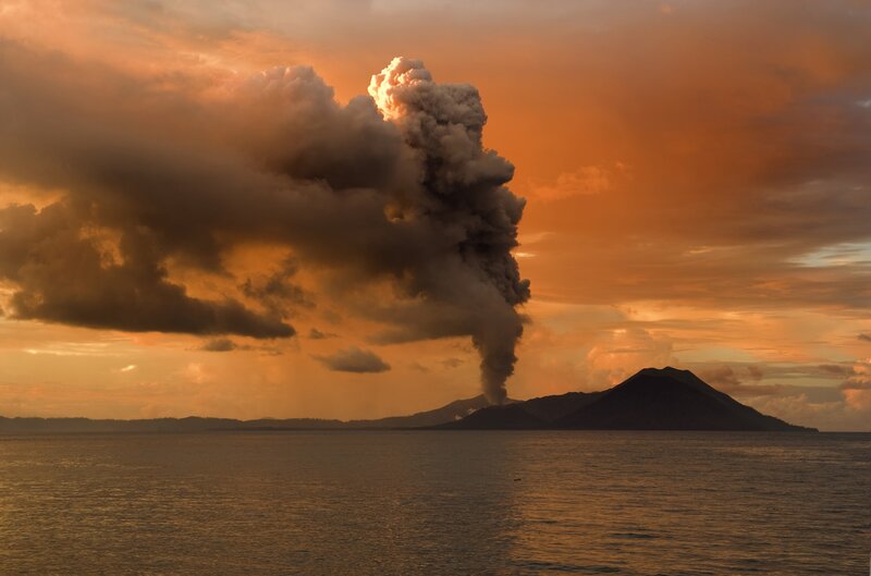 Volcanic Eruption — Orange, Dramatic, Sunset, Photograph, Island