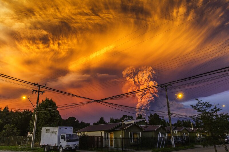 Volcanic Eruption — Orange, Dramatic, Sunset, Photograph, Smoke Cloud