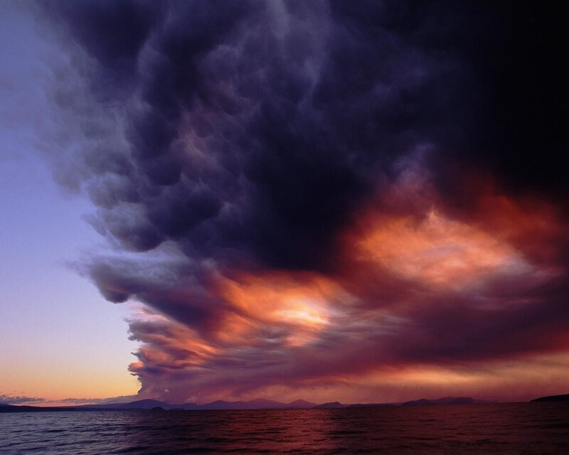 Volcanic Eruption over Water