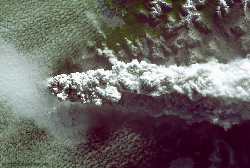 Volcanic Eruption Plume — White, Dramatic, Photograph