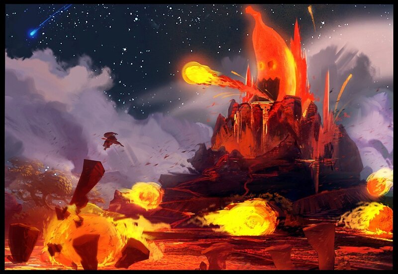 Volcanic Eruption — Red, Dramatic, Night, Digital Art