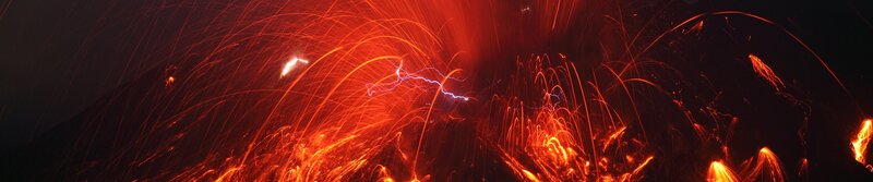 Volcanic eruption with lightning