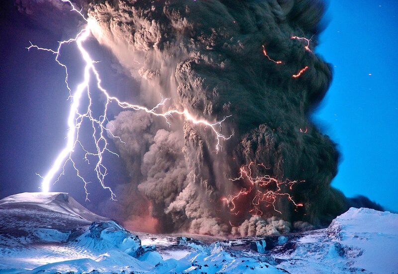 Volcanic Eruption with Lightning — Blue