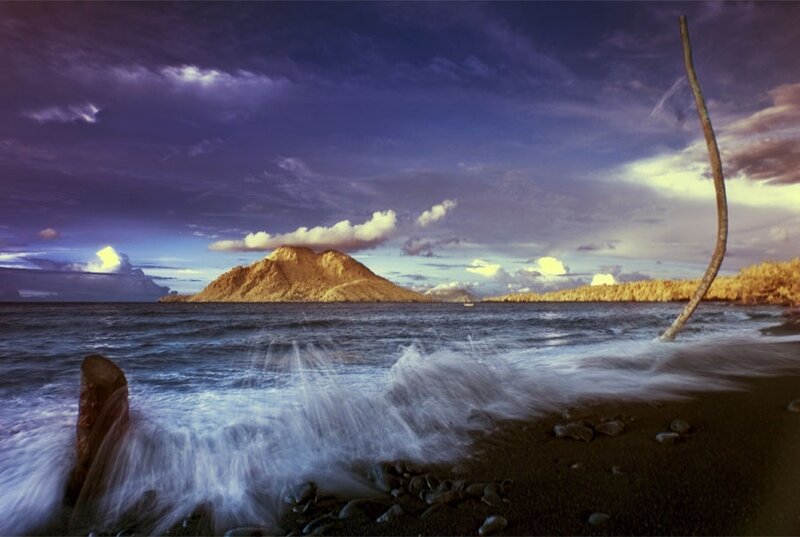 Volcanic Island at Sunset — Purple