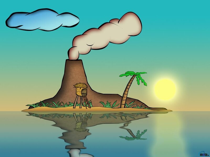 Volcanic Island at Sunset