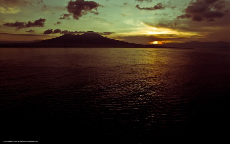 Volcanic Island at Sunset — Yellow